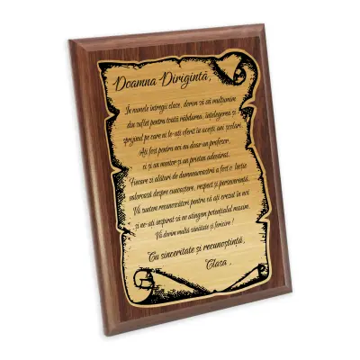 Doamna diriginta, placheta lemn personalizata prin gravura